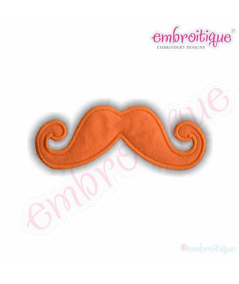 Mustache 3 Handlebar Applique - Raw Edge and Satin Stitch Included