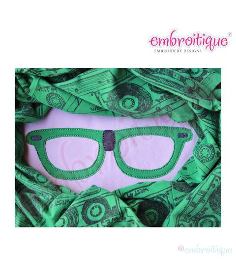 Nerdy Glasses Applique - Raw and Satin Edge