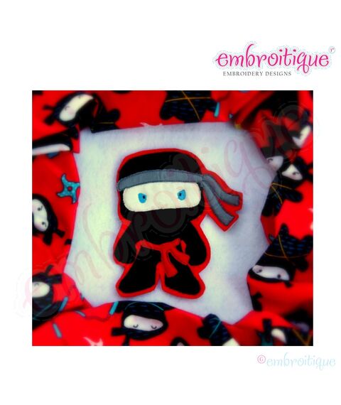 Ninja for Boys Applique Design - Satin Stitch and Raw Edge