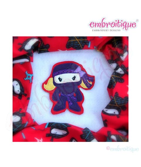 Ninja for Girls Applique Design - Satin Stitch and Raw Edge
