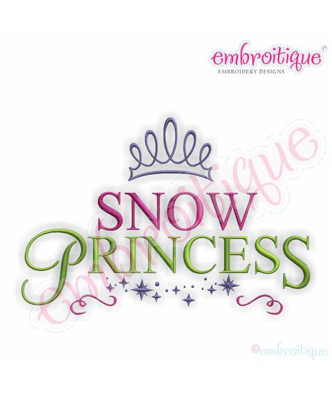 Snow Princess with Tiara Embroidery Design