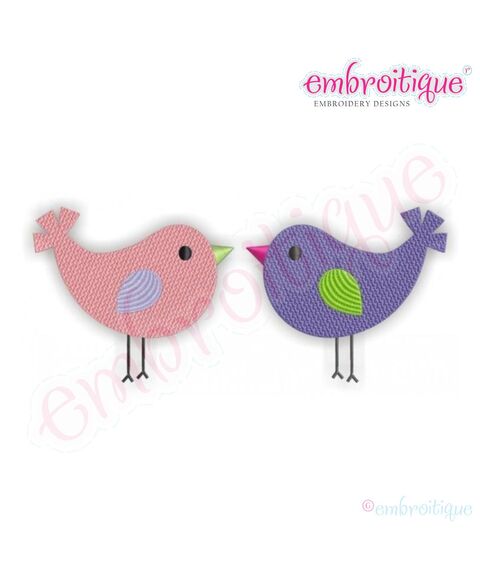 Springtime Birds and Trees - Fill Stitch Love Birds Embroidery Design