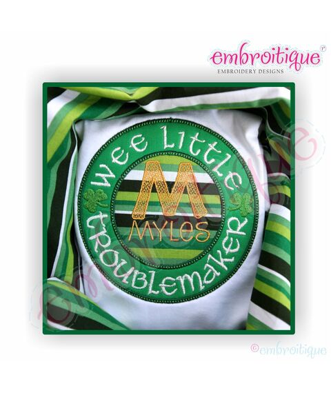 Wee Little Troublemaker Monogram Font Applique Set - Irish St. Patrick's Day