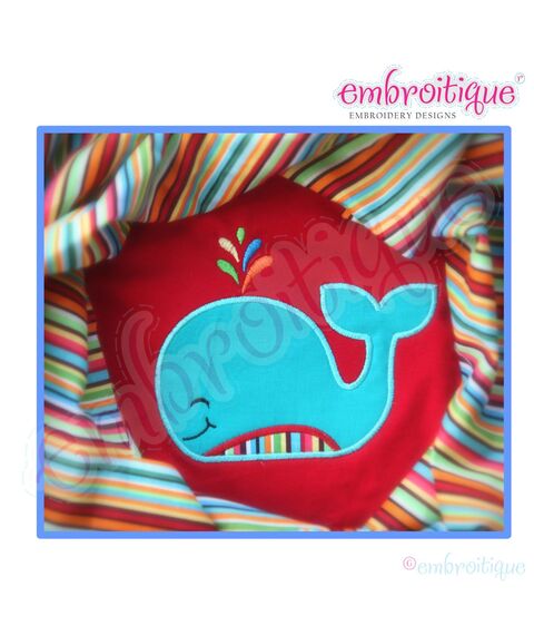 Willie the Whale Adorable Applique - Perfect Summer Design for boys and girls