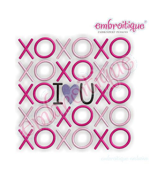 XOXO I love (heart) you Valentine's Day Word Block