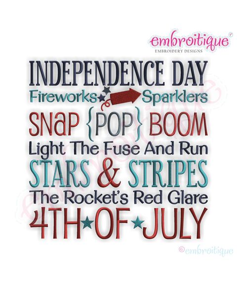 4th of July Independence Day Word Block