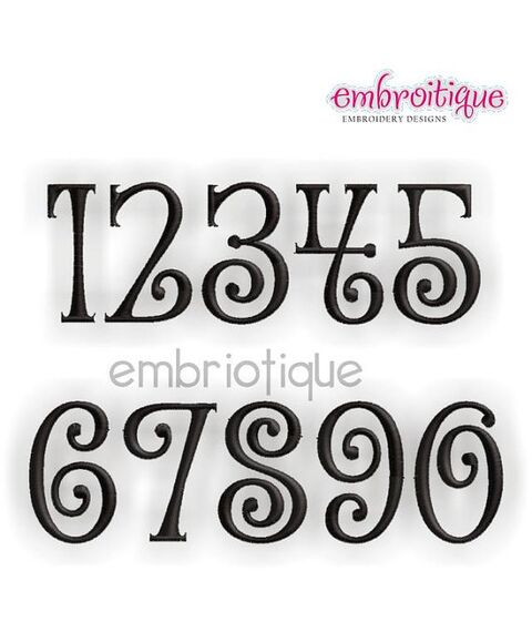 Beanie Curly Whimsical Monogram Font 1", 2", 3", 4"