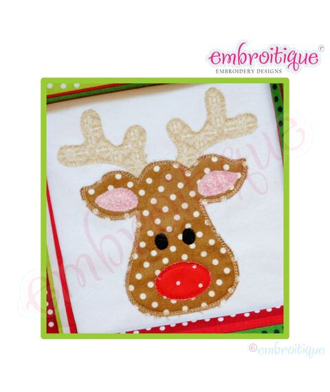 Adorable Reindeer Head Applique - Satin and Raw Edge Set, 3 image