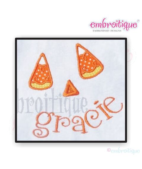 Candy Corn Face Halloween Applique Design, 3 image