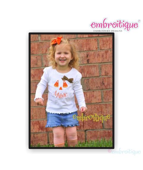 Candy Corn Face Halloween Applique Design, 2 image