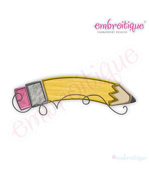 Back to School Curved Pencil Name Frame Applique, 2 image