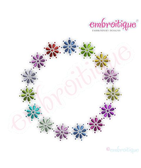 Hazel Rainbow Flowers Circle Font Frame - 2 Variations Included, 2 image