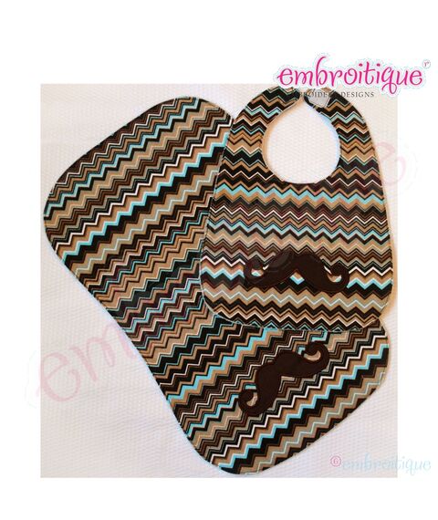 Mustache 3 Handlebar Applique - Raw Edge and Satin Stitch Included, 3 image