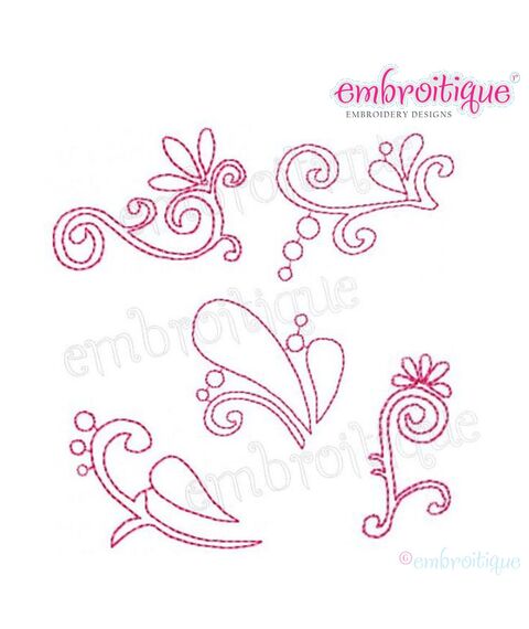 Redwork Flourish Set - 5 Designs in Several Sizes, 2 image