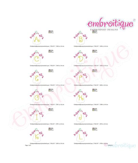 Tall Pumpkin with Curly Vines Monogram Font Set, 4 image