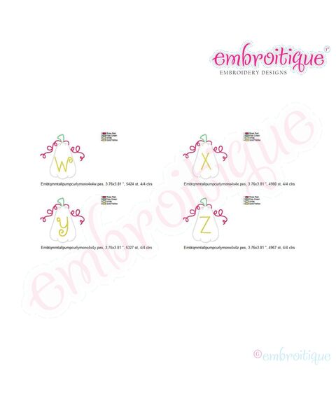 Tall Pumpkin with Curly Vines Monogram Font Set, 6 image