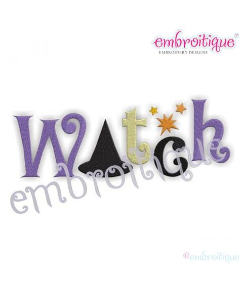 Halloween Witch Word Art Fill Stitch, Outline and Applique Set, 2 image