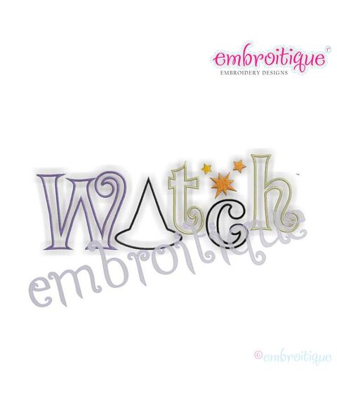 Halloween Witch Word Art Fill Stitch, Outline and Applique Set, 3 image