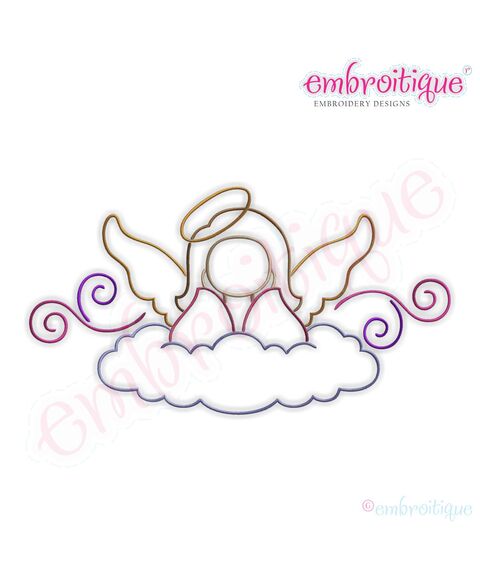 Angel with Curls 3 Embroidery Design