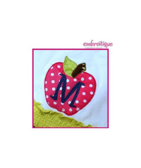 Apple Back to School Raw Edge and Satin Stitch Monogram Set