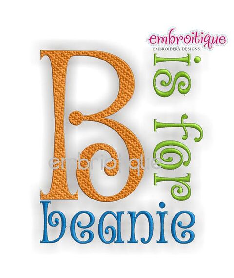 Beanie Curly Whimsical Monogram Font 1", 2", 3", 4"