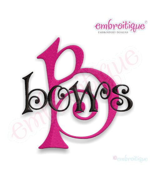 Bows Curly Whimsical Embroidery Alphabet Monogram Set