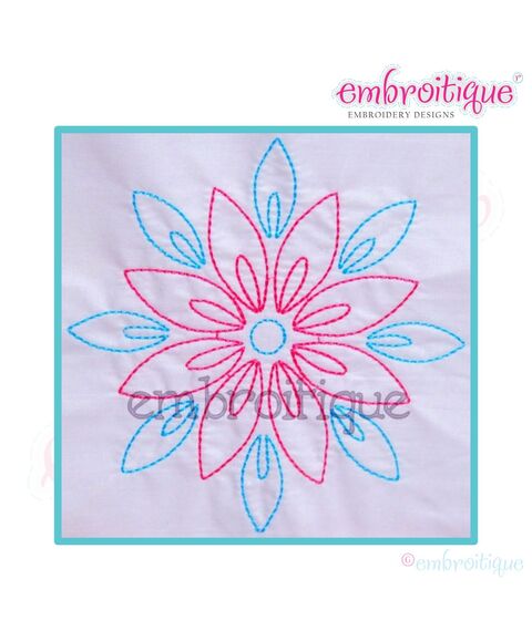 Bright Flower Redwork Poinsettia Summer and Christmas - 12 sizes
