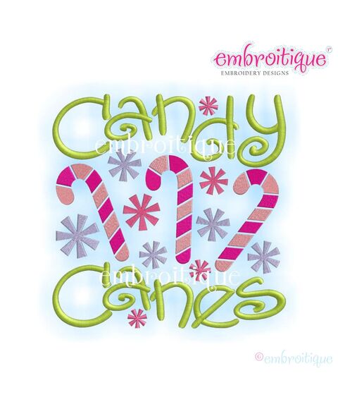 Candy Canes Word Block Holiday Christmas Design