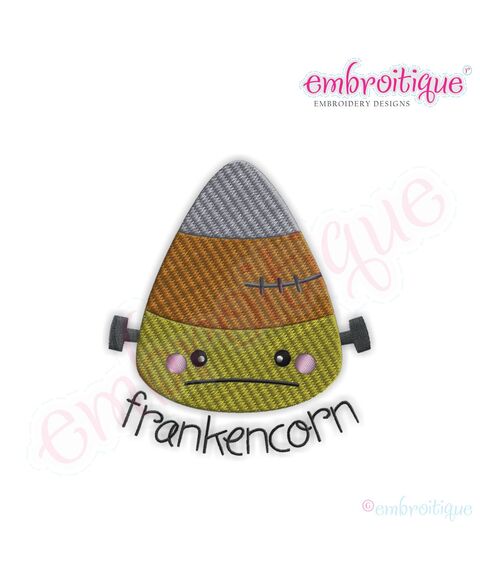 Candy Corn Frankenstein Frankencorn Fill Stitch Embroidery Design