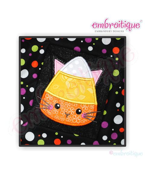 Candy Corn Kitty Applique