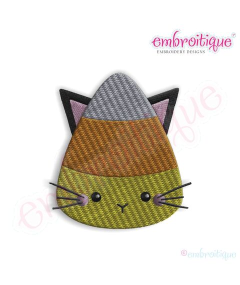 Candy Corn Kitty Fill Stitch Embroidery Design