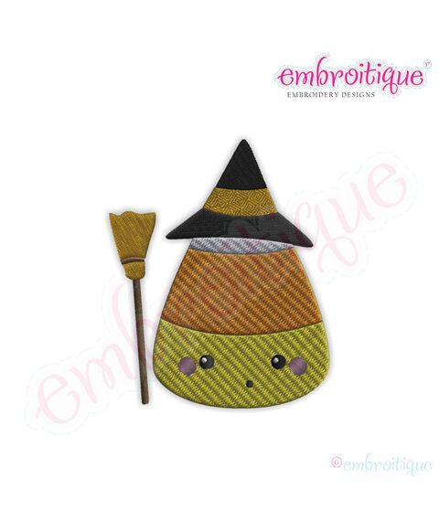 Candy Corn Witch Fill Stitch Embroidery Design