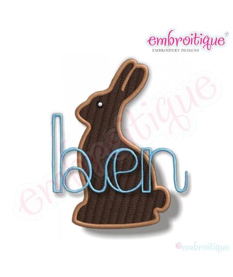 Chocolate Bunny Applique - Great for Easter