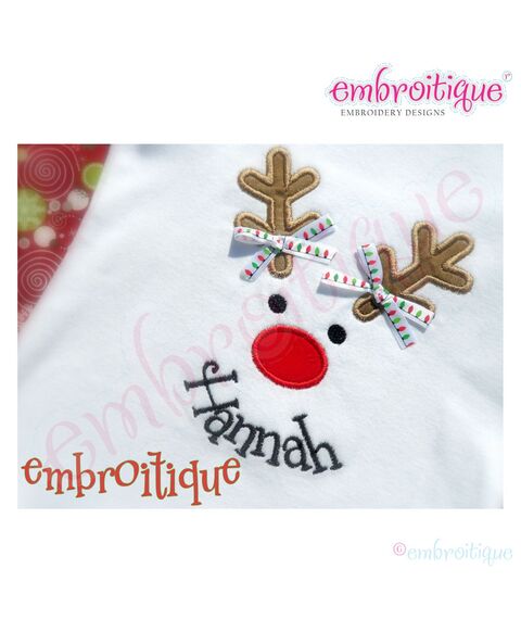 Christmas Holiday Reindeer Face Applique