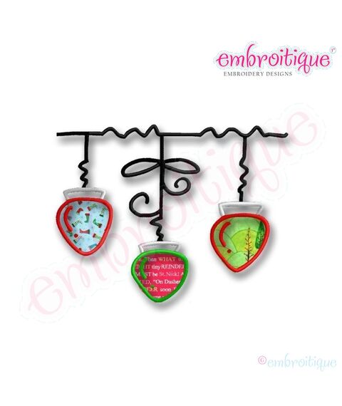 Christmas Light Trio Applique Design