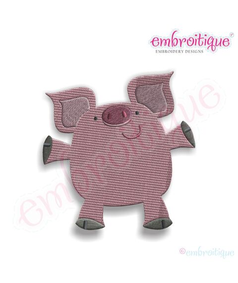 Chubby Farm Animals - Pig Fill Stitch Embroidery Design