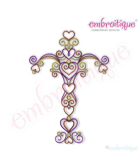 Curly Cross Embroidery Design