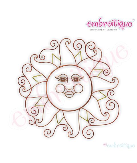 Curly Sunshine Embroidery Design