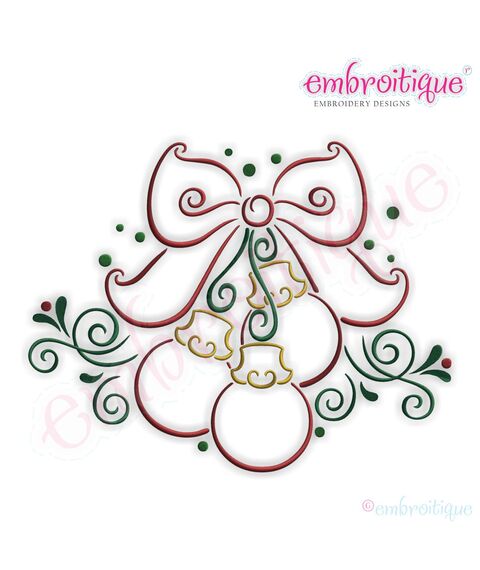 Curly Twirly Ornaments with a Bow Embroidery Design - Small