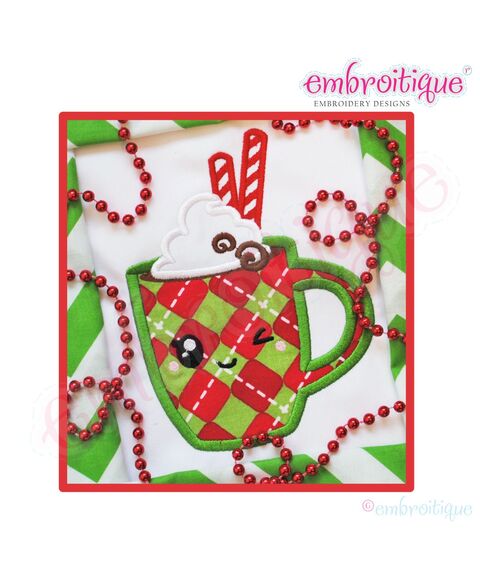Cutie Peppermint Mocha Mug Applique - Large