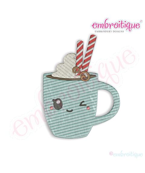 Cutie Peppermint Mocha Mug Filled Embroidery Design