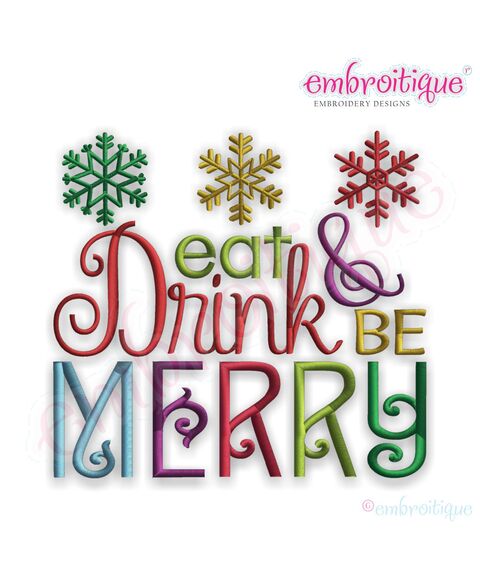 Eat, Drink and Be Merry 2 Embroidery Design