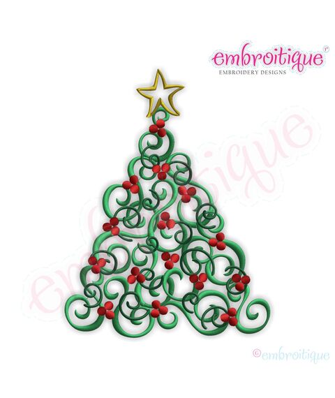 Elegant Evergreen Embroidery Design - Smaller Sizes