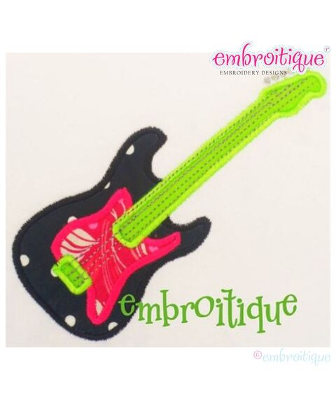 Guitar Rock Star Guitar Applique
