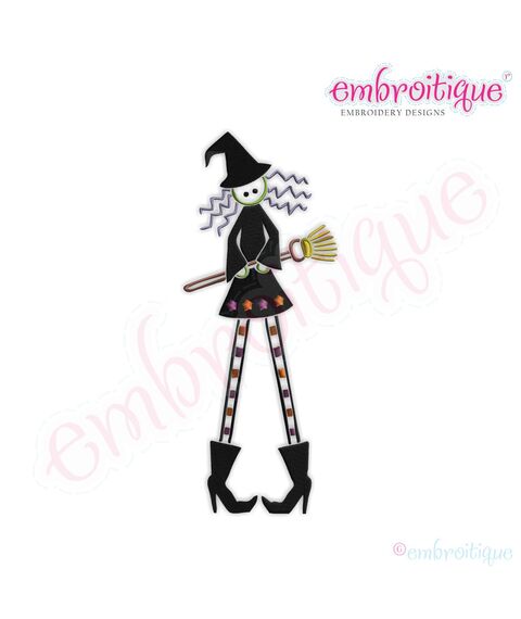 Halloween Tall Witch Embroidery Design