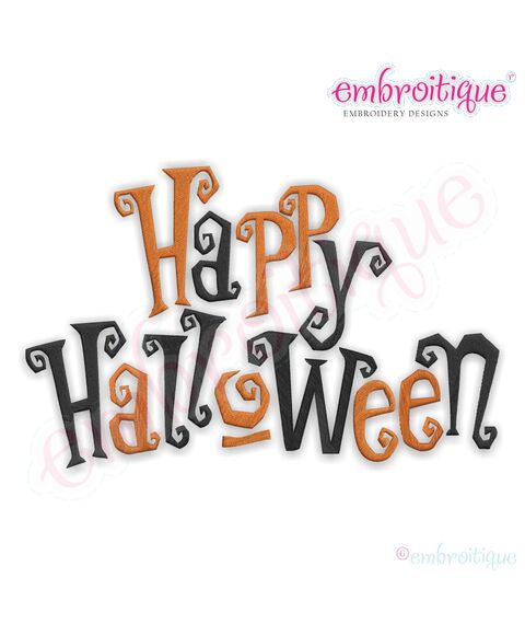 Happy Halloween Creepy Words Embroidery Design