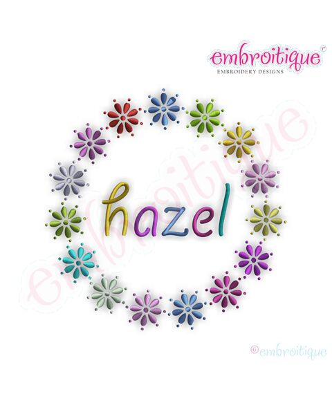 Hazel Rainbow Flowers Circle Font Frame - 2 Variations Included