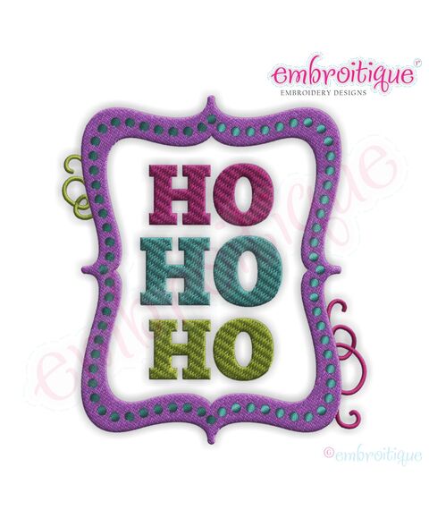 Ho Ho Ho Framed Filled Embroidery Design