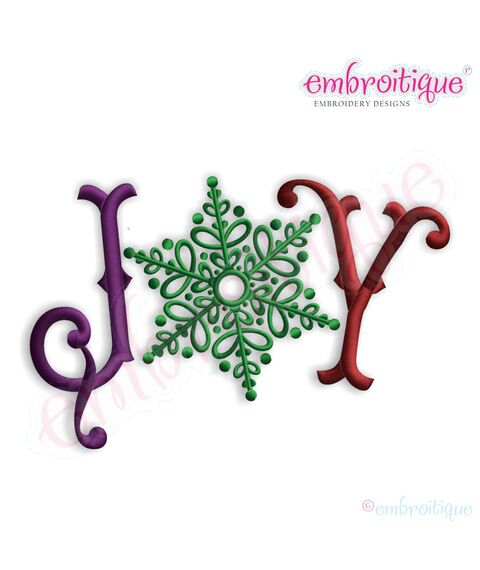 Joy with a Snowflake Holiday Embroidery Design - Small