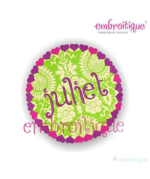 Juliet Applique Heart Circle Font Frame